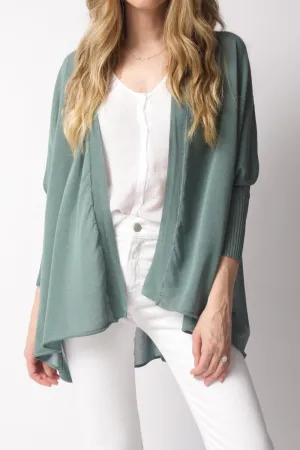 Open 3/4 Sleeve Cardigan in Mint