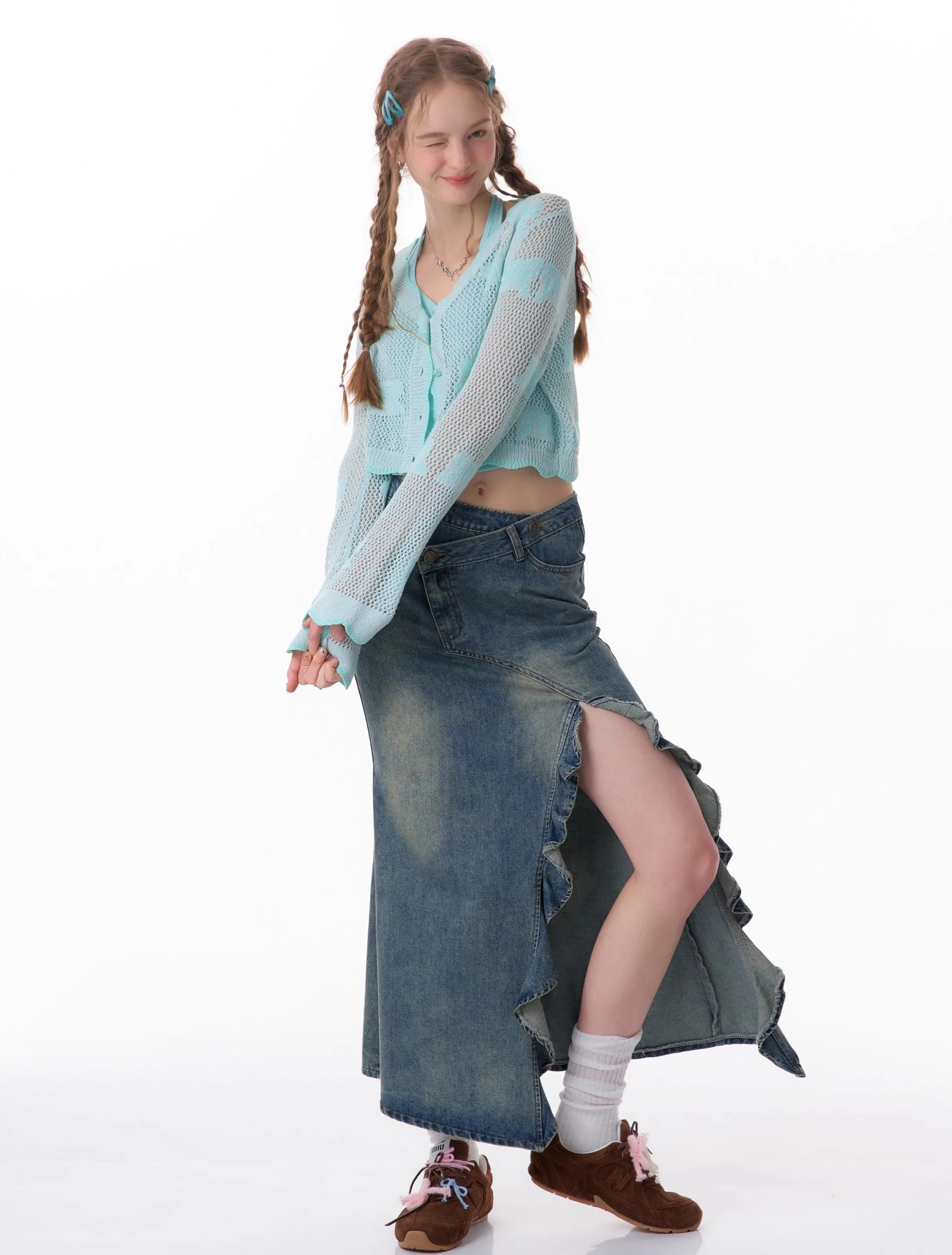 Open Knit Cropped Cardigan