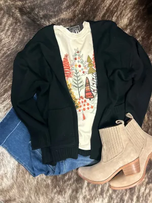 Oversized Open Front Cardigan