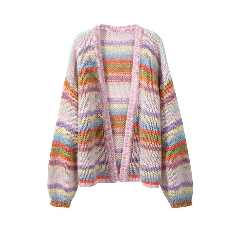 Pastel Rainbow Stylish Stripe Cardigan