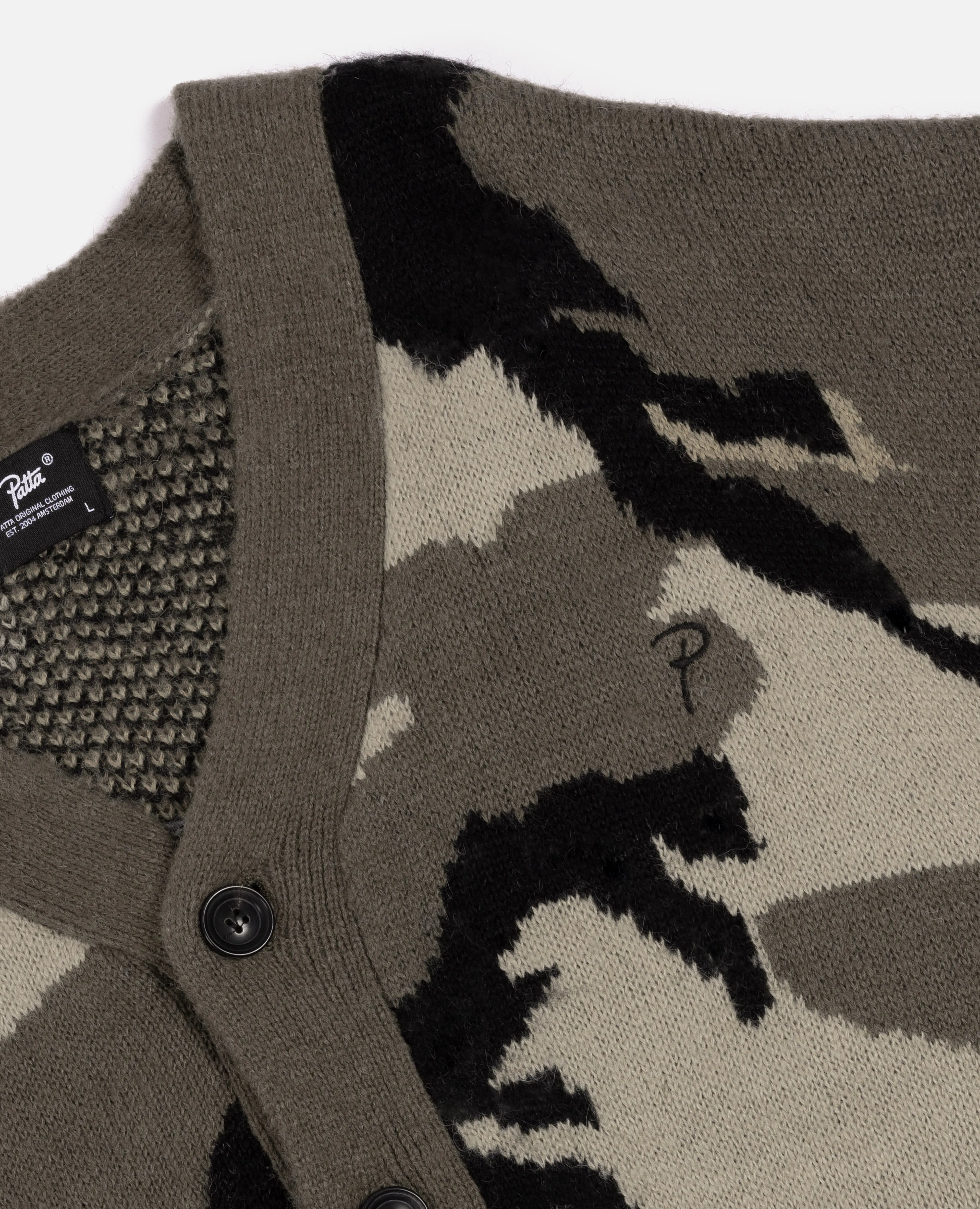 Patta Woodland Camo Knitted Cardigan (Multi/Woodland Camo)