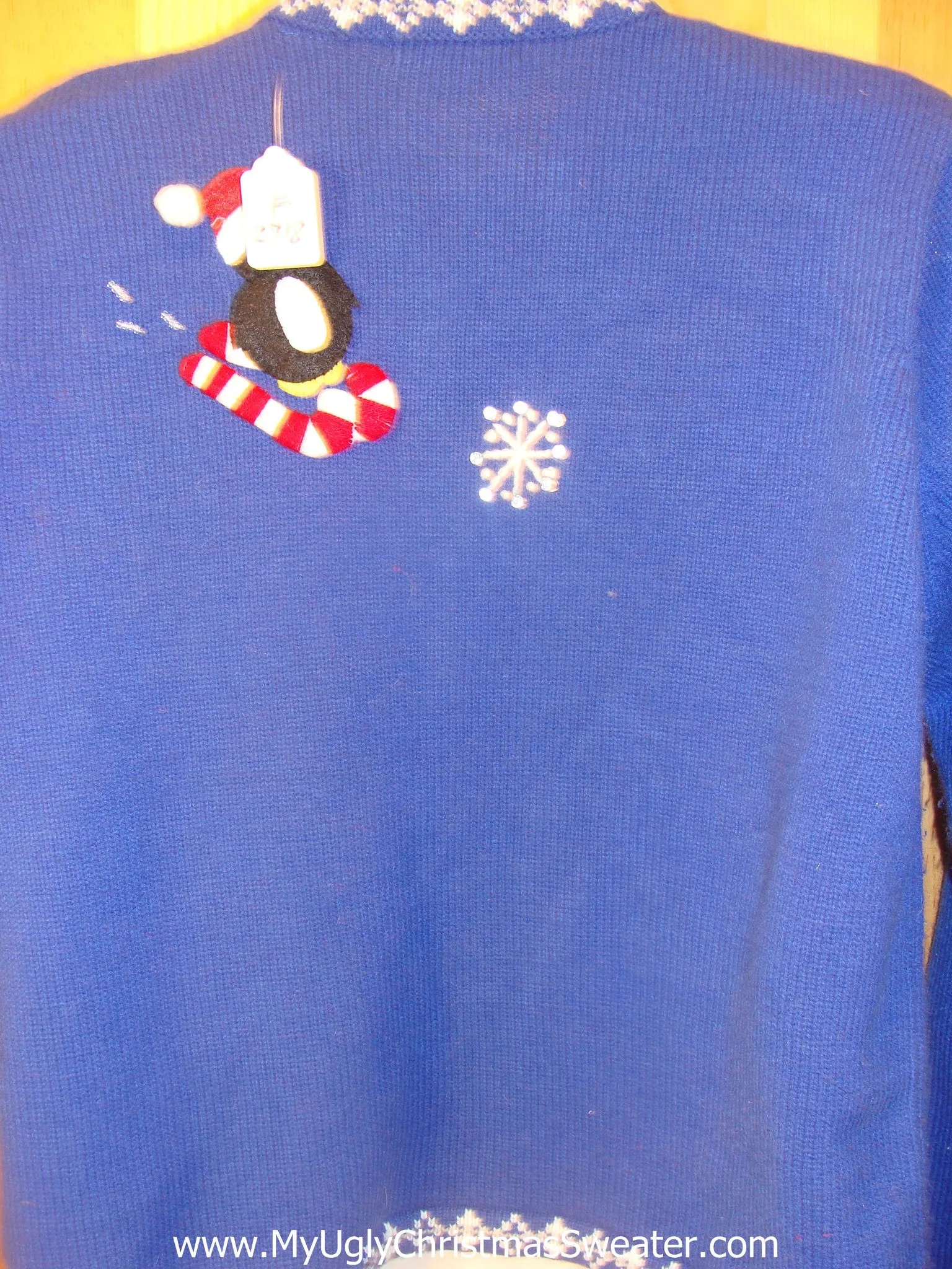 Penguin Skiing on Candycanes Cheesy Christmas Sweater