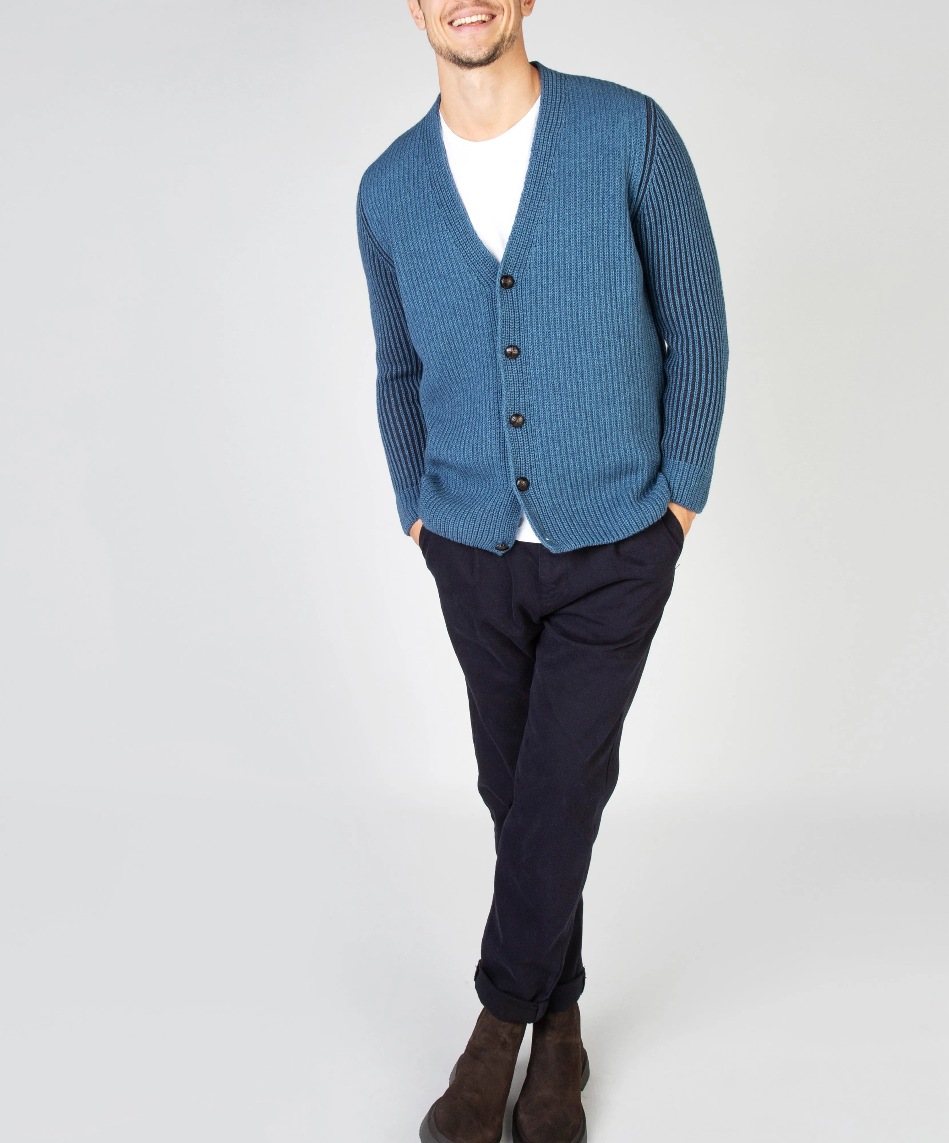 Pinstripe Cardigan Harbour Blue