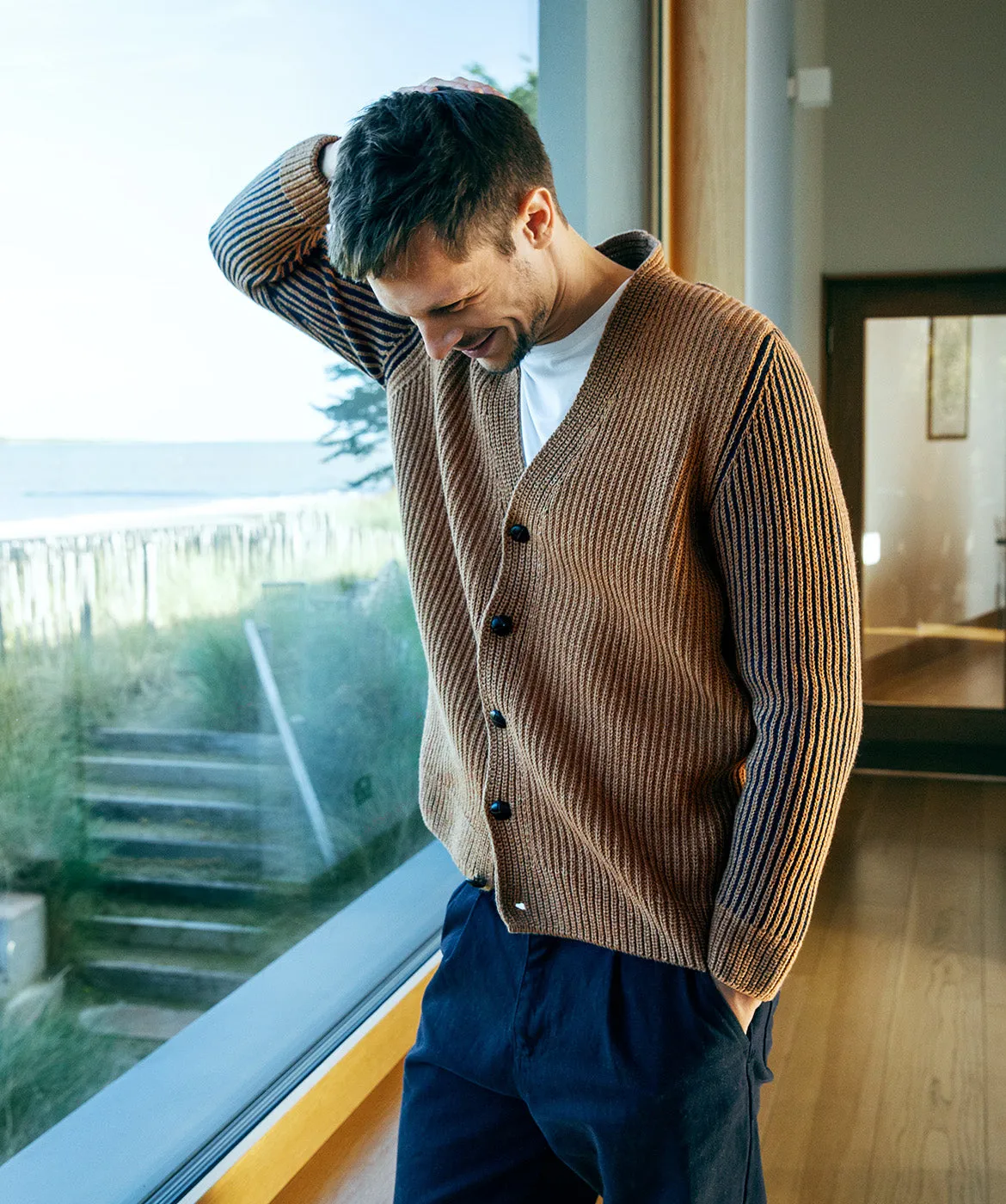 Pinstripe Cardigan Nutmeg
