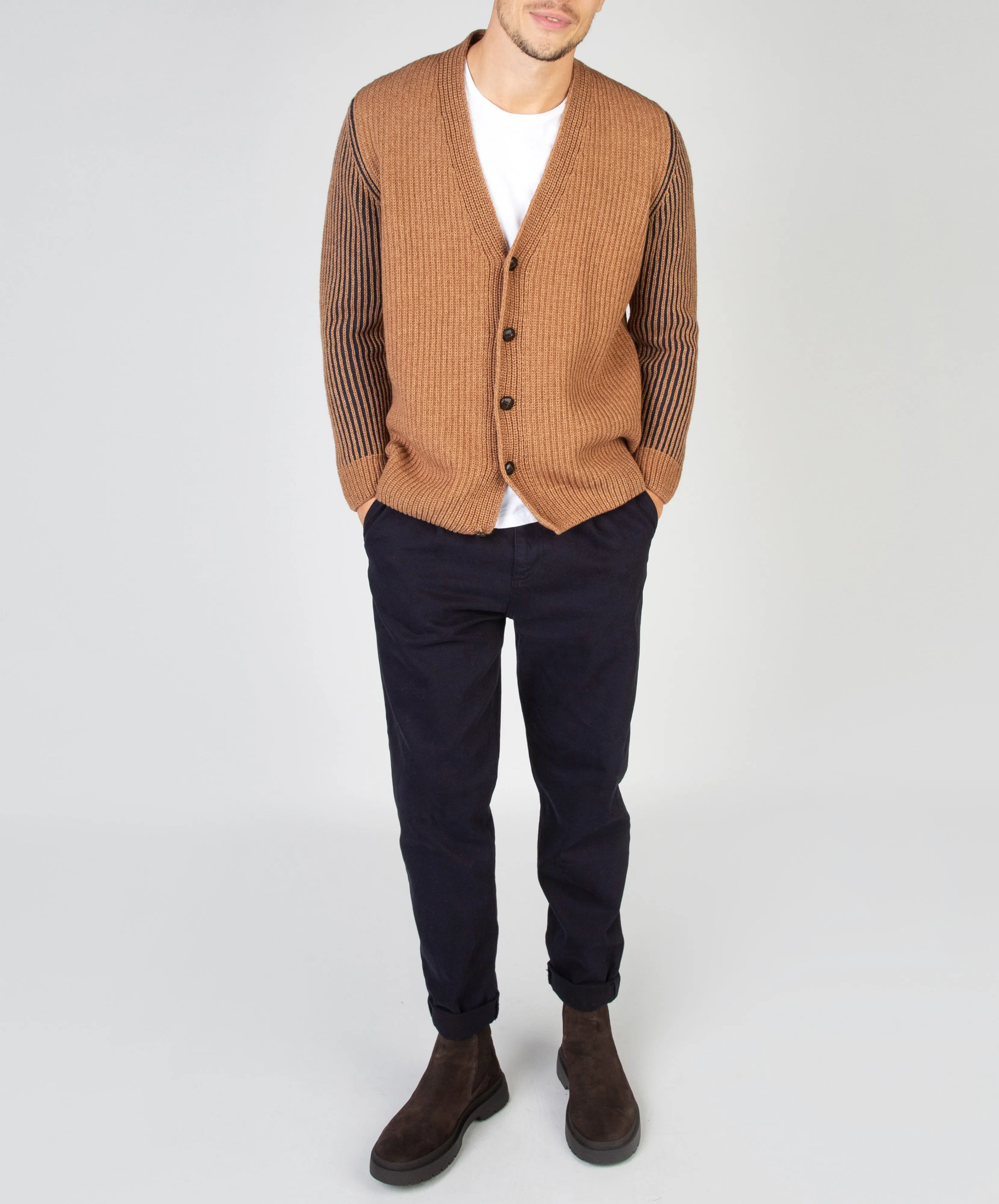 Pinstripe Cardigan Nutmeg