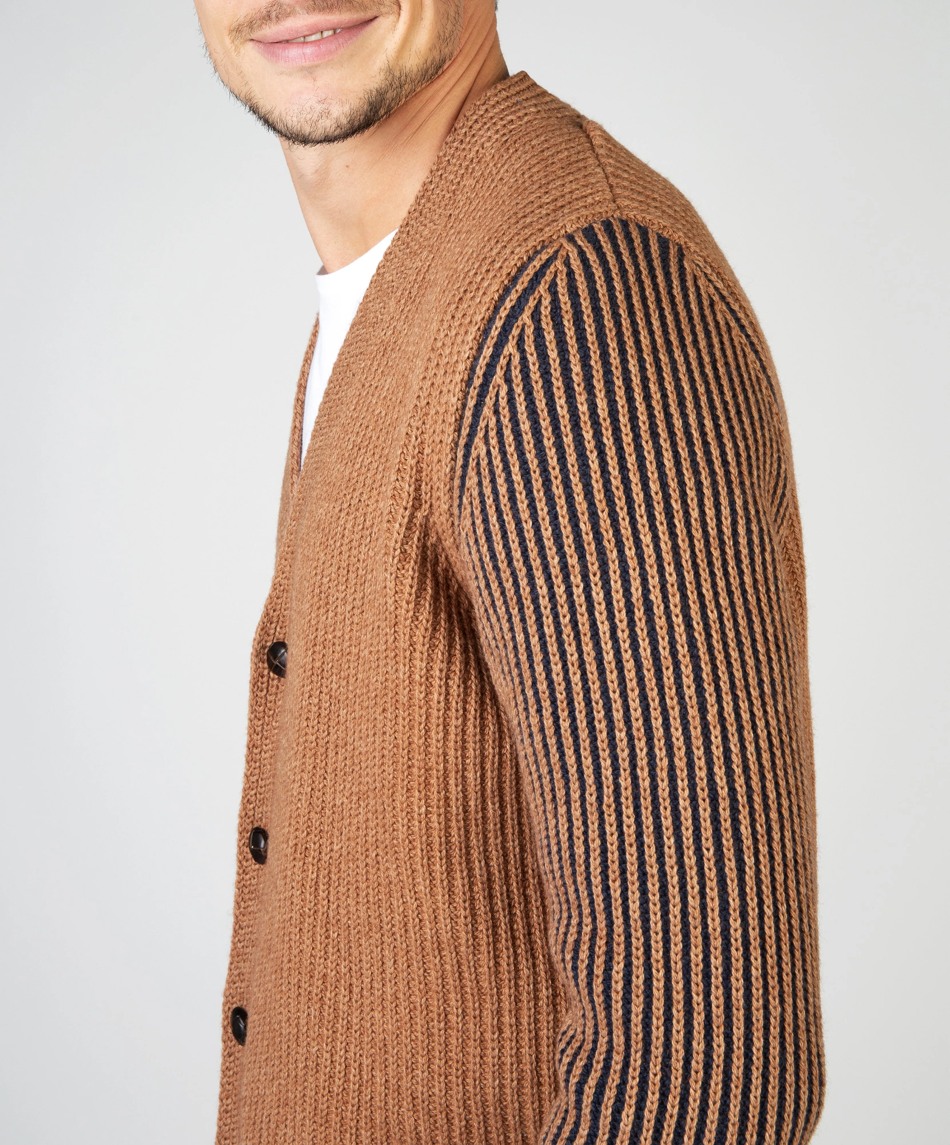 Pinstripe Cardigan Nutmeg