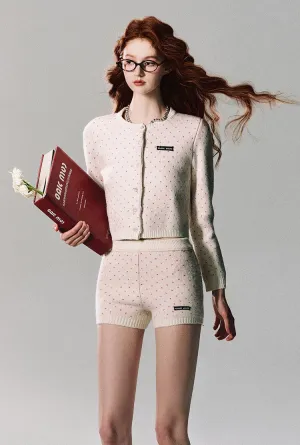 Polka Dot Knit Cardigan/Short