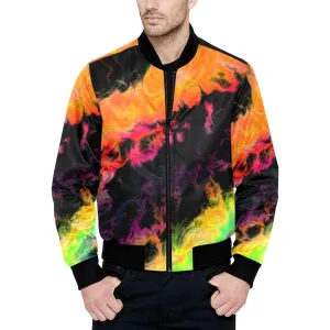Psychedelic Flames Quilted Bomber Jacket