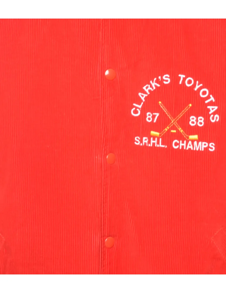 Red Corduroy Hockey Team Jacket - XL