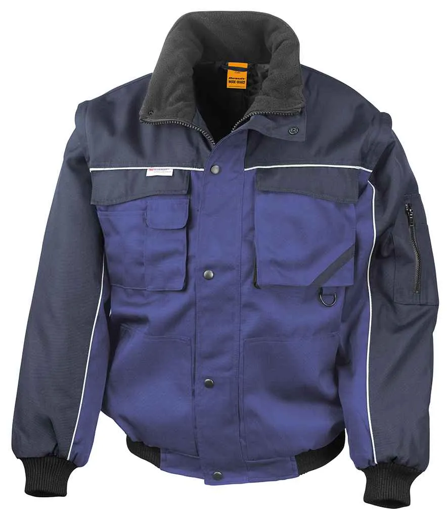 Result Work-Guard Zip Sleeve Heavy Duty Jacket | Royal Blue/Navy