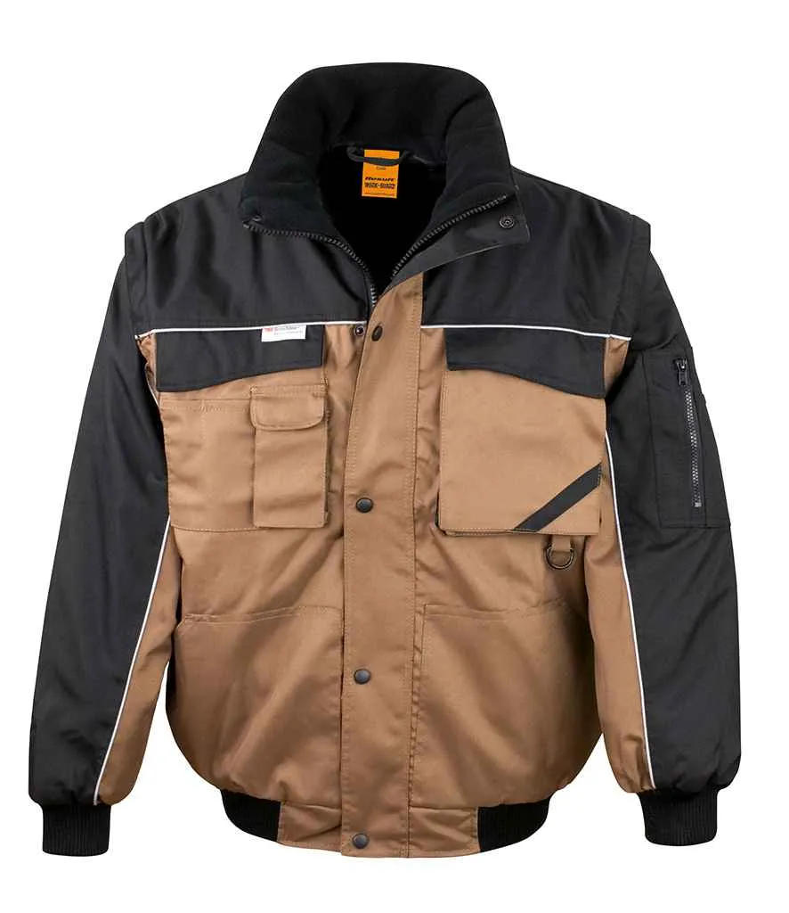 Result Work-Guard Zip Sleeve Heavy Duty Jacket | Tan/Black