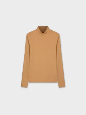 RIBBED JERSEY TURTLENECK-SAND