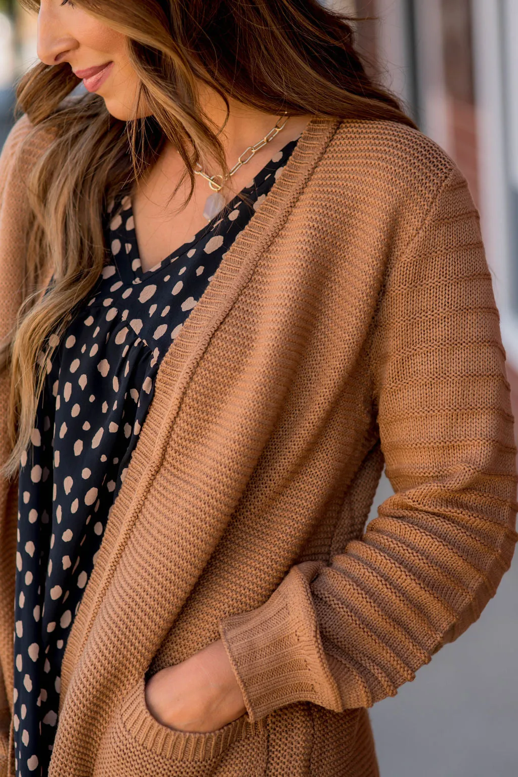 Ribbed Sleeve Knit Cardigan