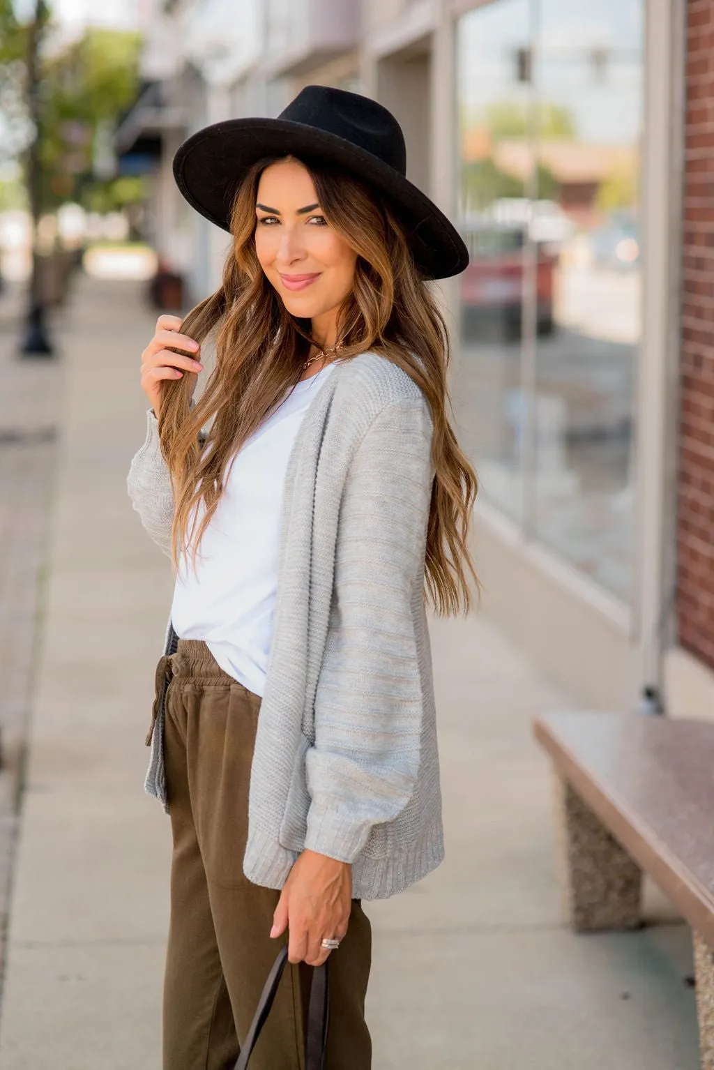 Ribbed Sleeve Knit Cardigan