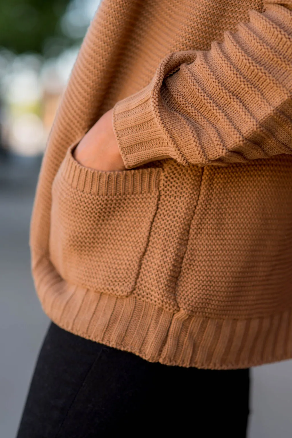 Ribbed Sleeve Knit Cardigan