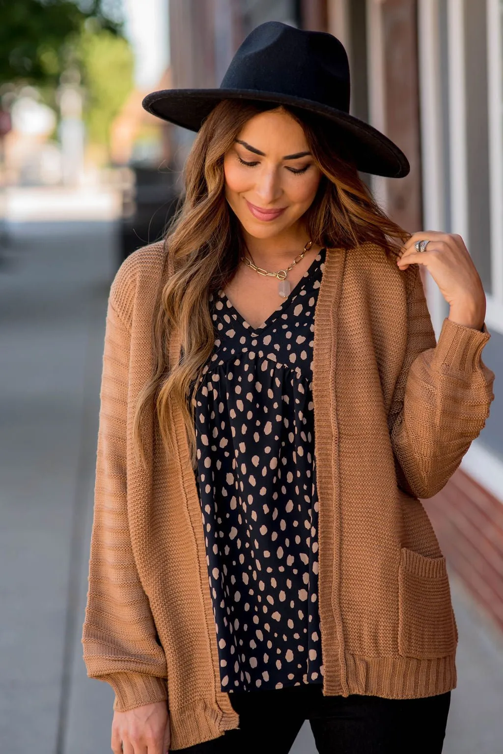 Ribbed Sleeve Knit Cardigan