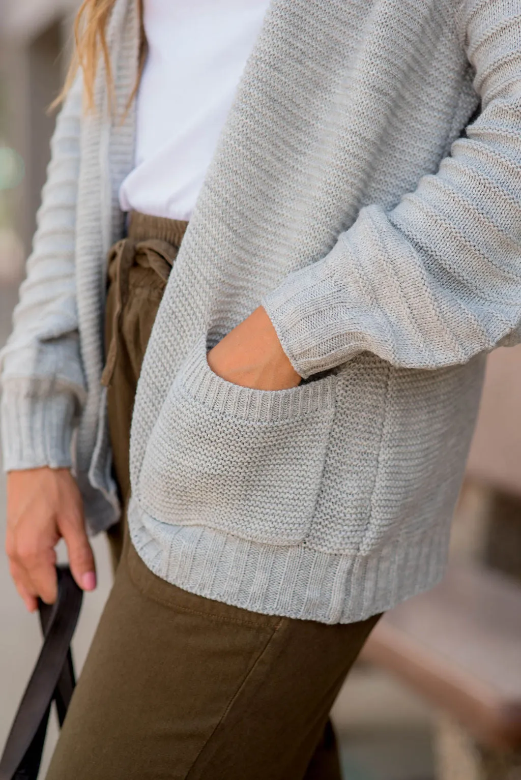 Ribbed Sleeve Knit Cardigan