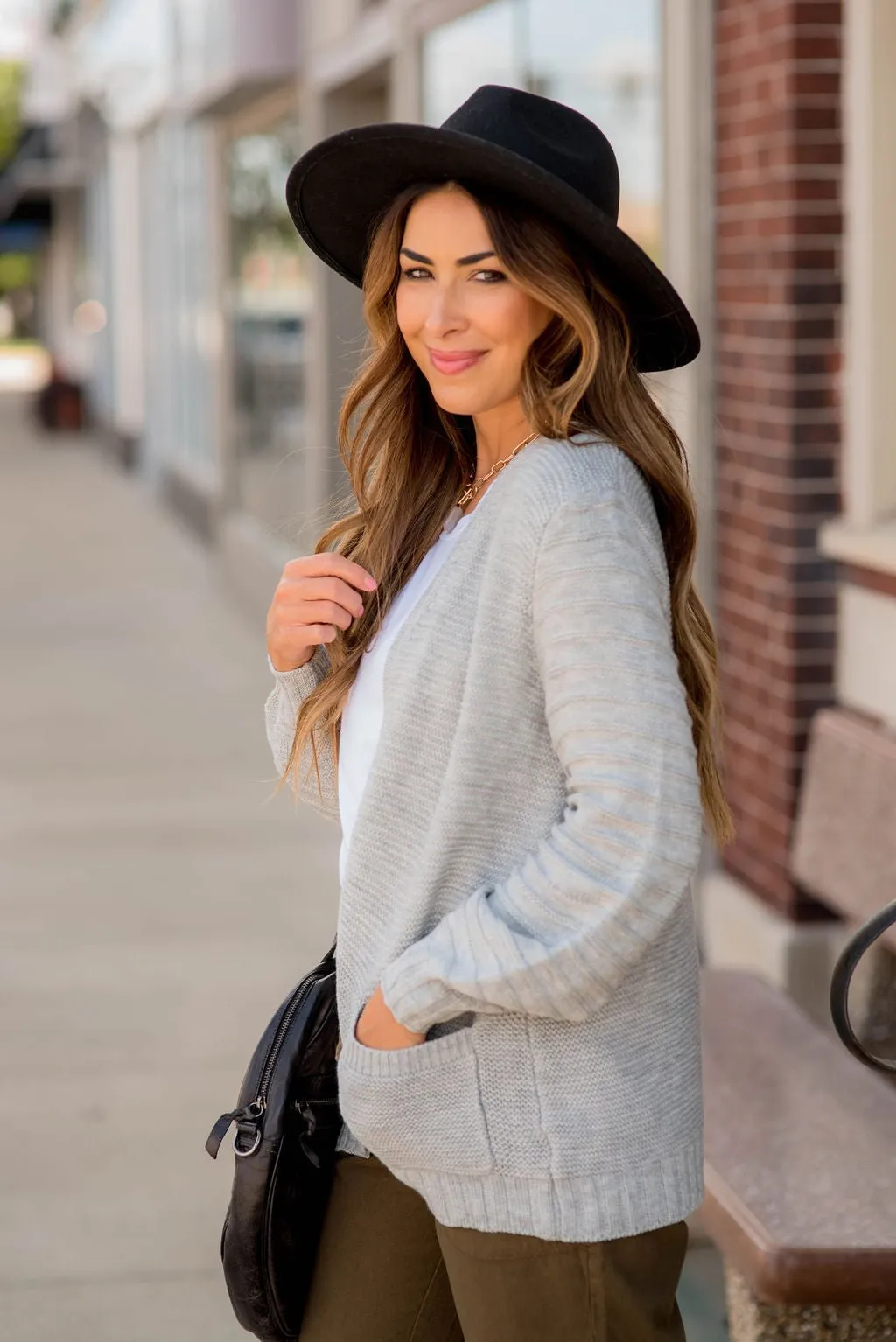 Ribbed Sleeve Knit Cardigan