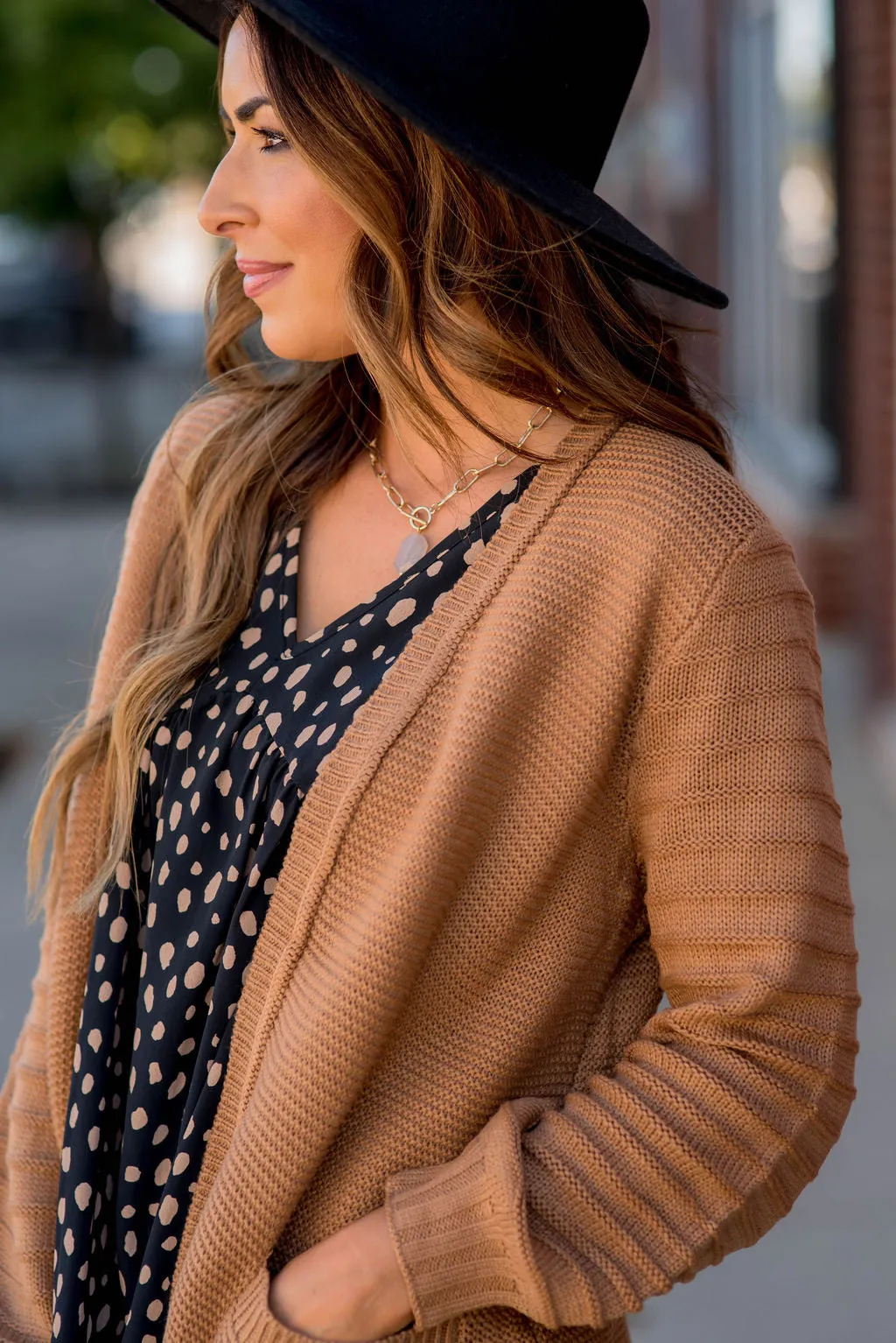 Ribbed Sleeve Knit Cardigan