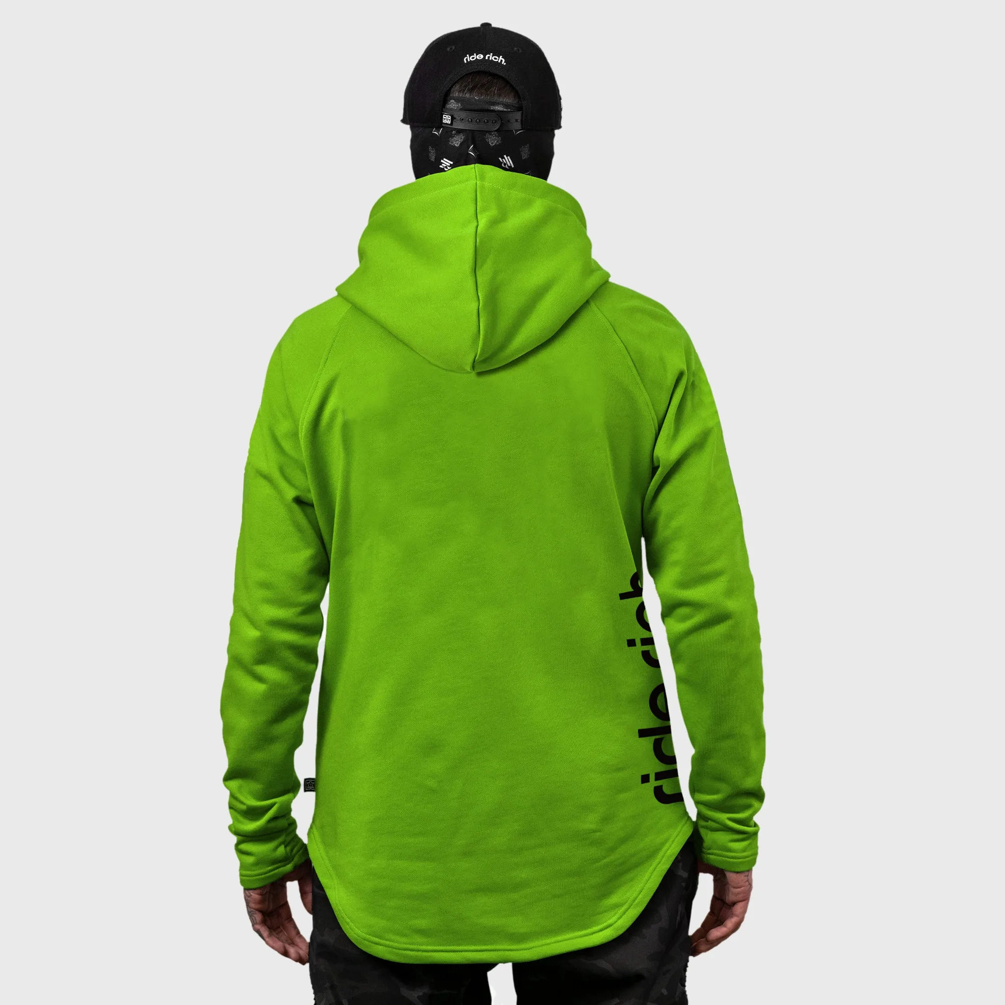 Ride Rich Emblem Scoop Pullover Hoodie {Lime Green}