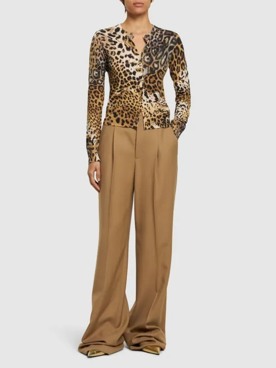 Roberto Cavalli   Printed wool &amp; silk cardigan 