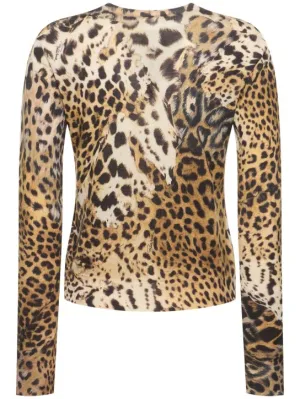 Roberto Cavalli   Printed wool &amp; silk cardigan 