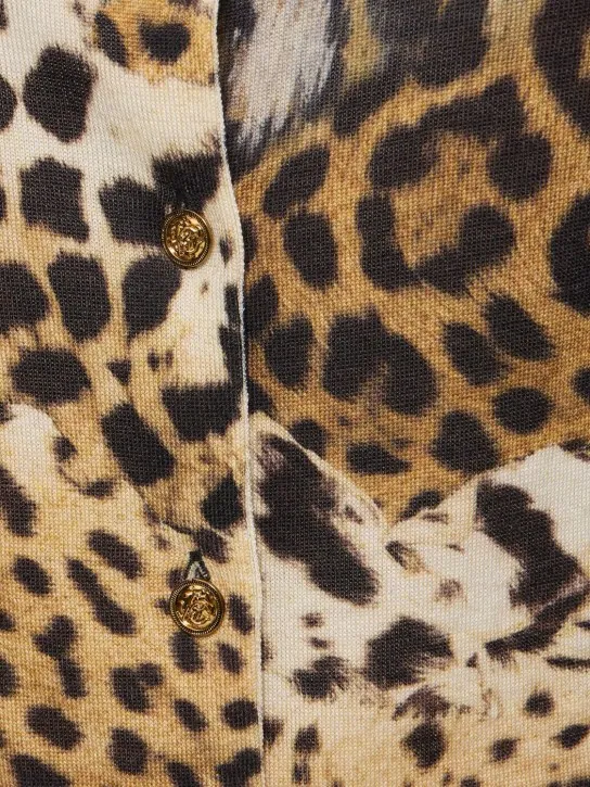 Roberto Cavalli   Printed wool &amp; silk cardigan 