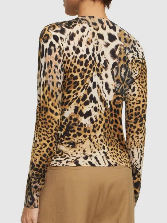 Roberto Cavalli   Printed wool &amp; silk cardigan 