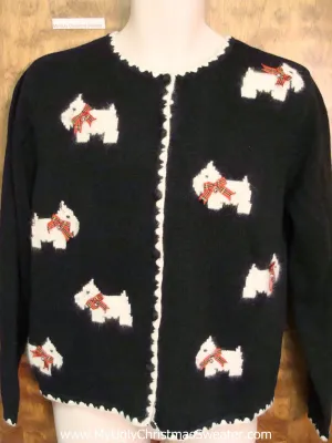 Scottie Westie Puppy Dogs Ugly Christmas Sweater Cardigan