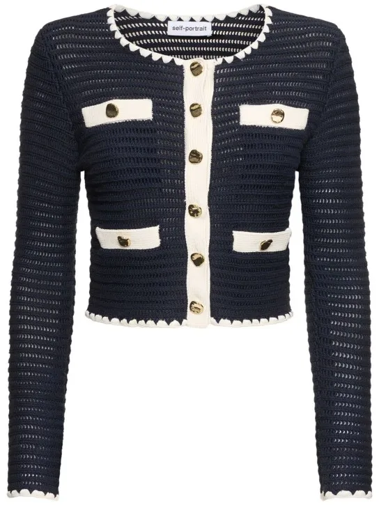 Self-portrait   Crochet cotton blend knit cardigan 