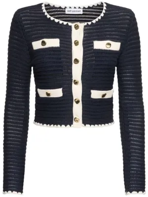Self-portrait   Crochet cotton blend knit cardigan 