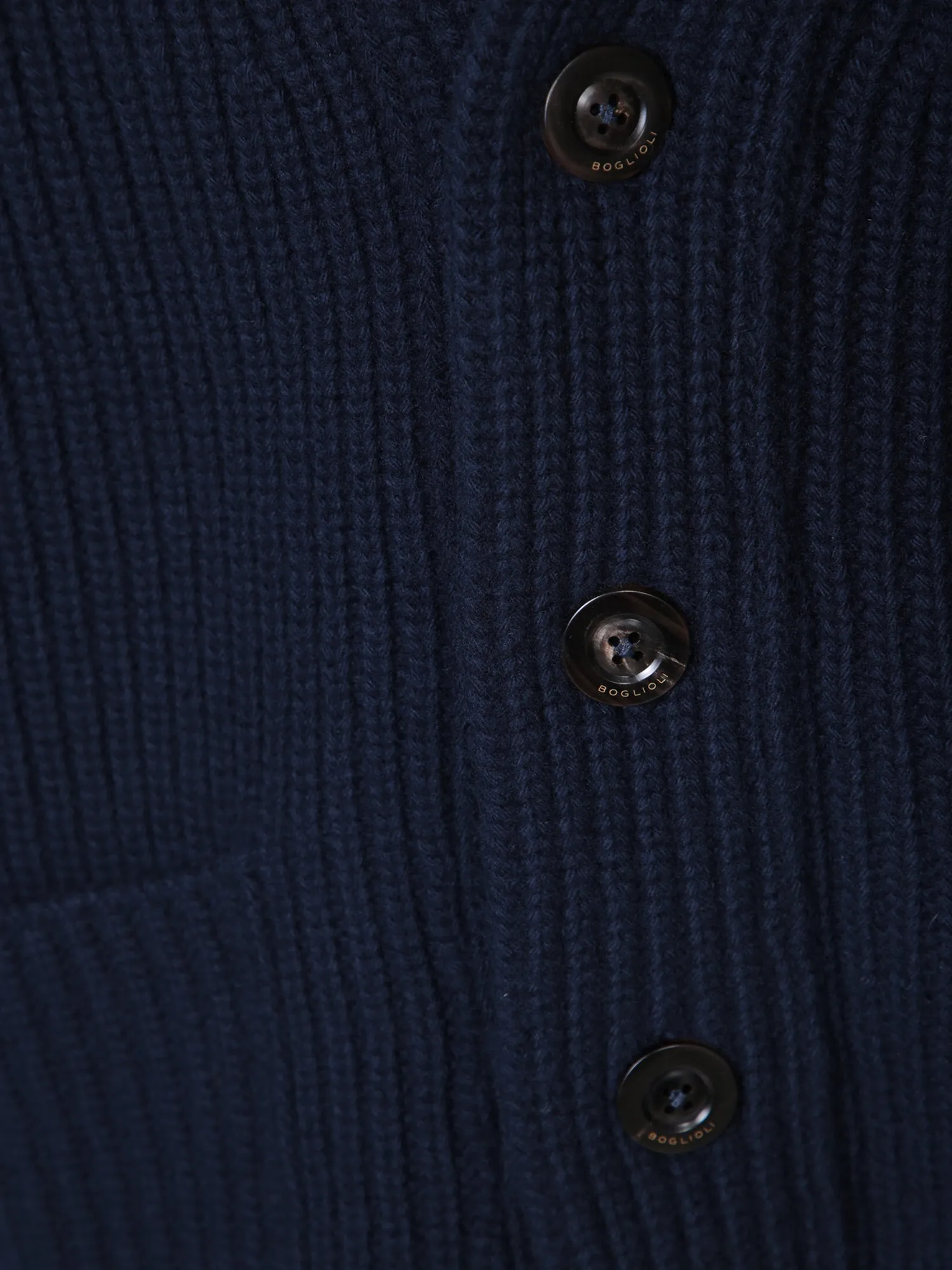 Shawl-neck blue cardigan