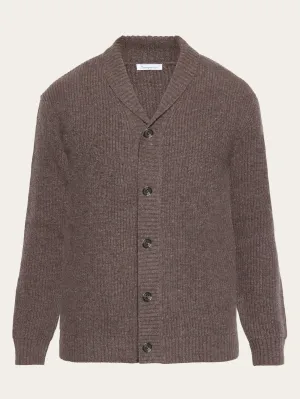 Shawl neck wool cardigan - RWS - Demitasse (brown)