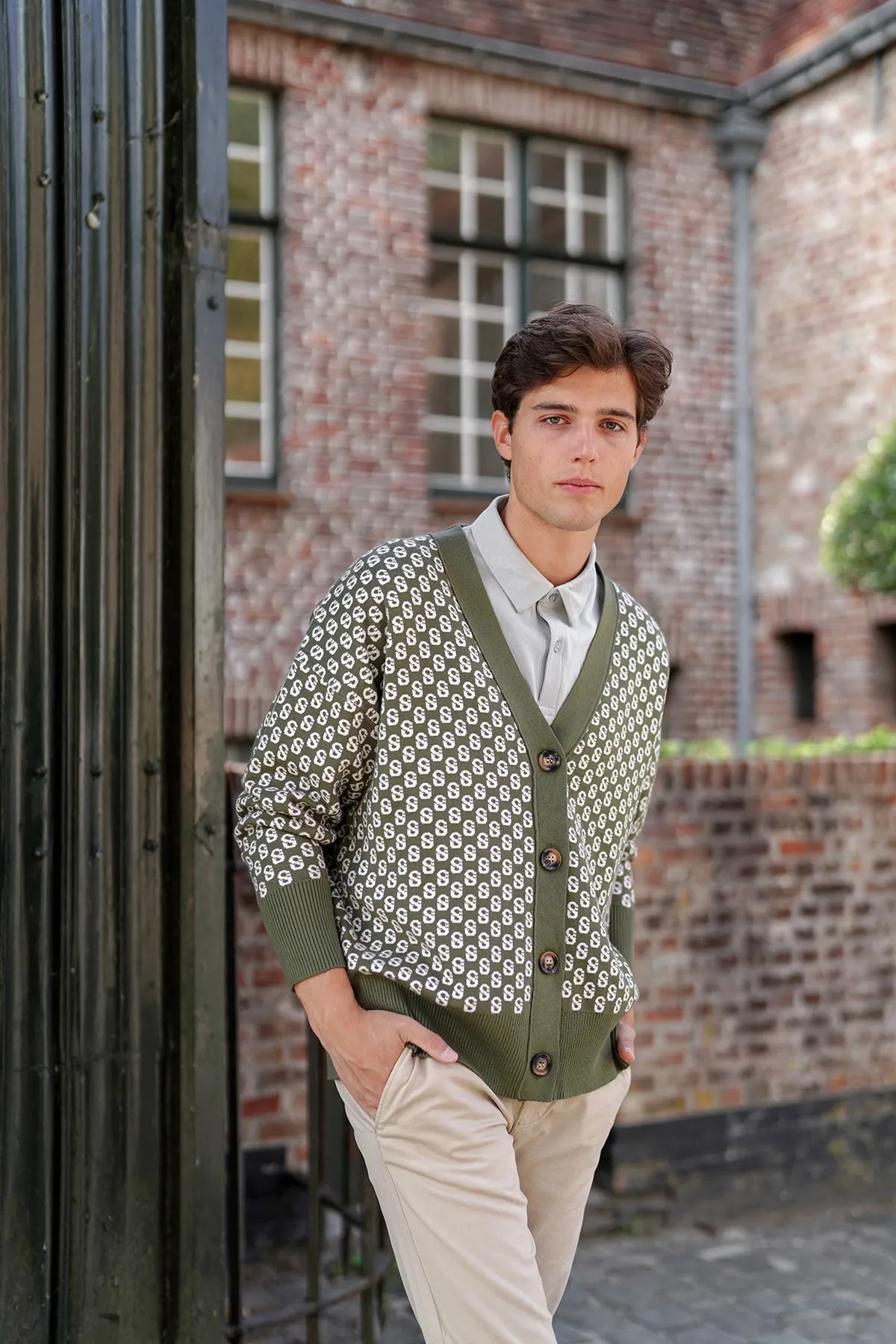 Signature Monogram Cardigan - Sage Green