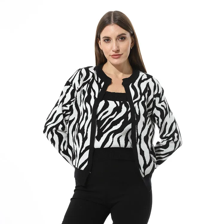 Slip On Knitted Top And Cardigan Set - Mr Joe