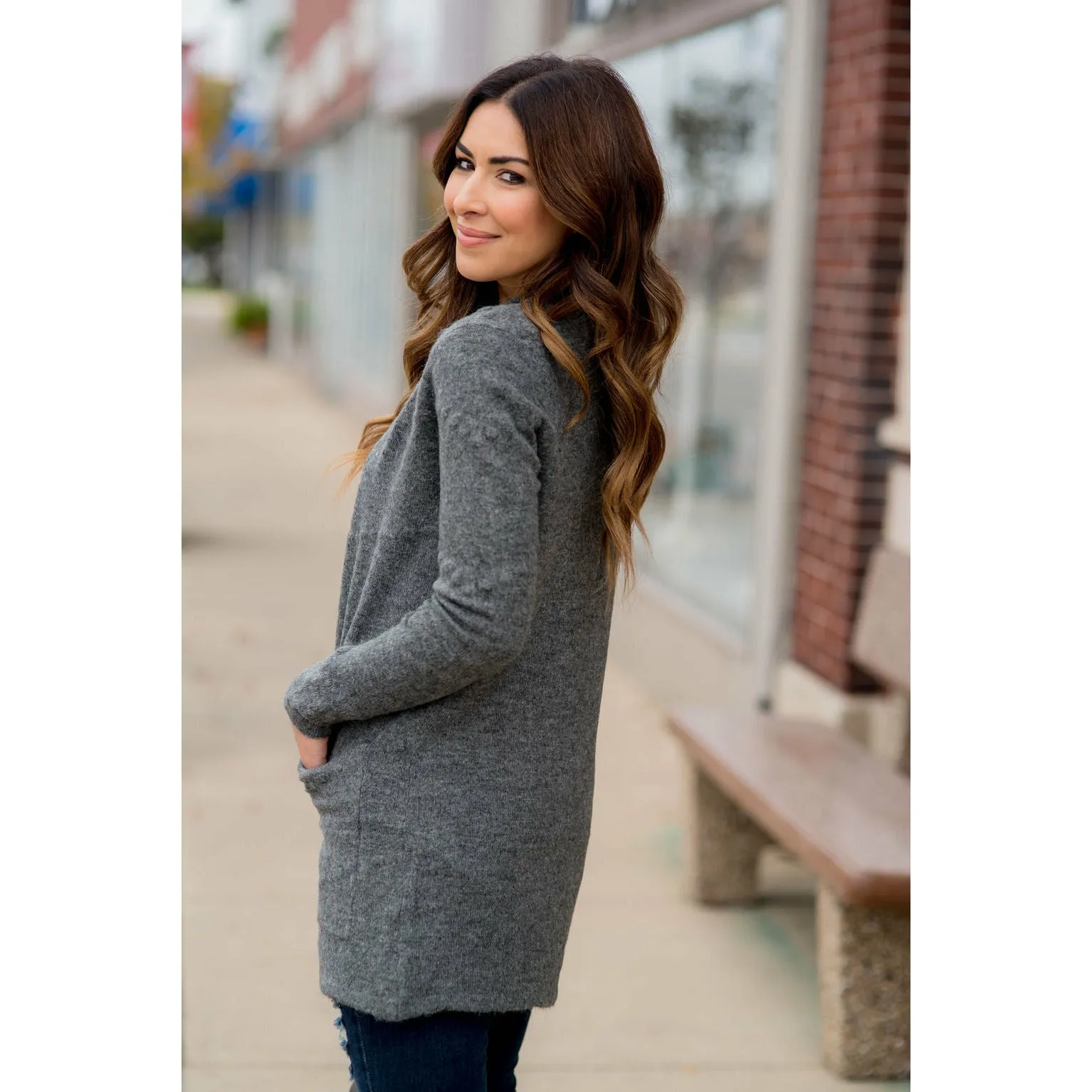 Solid Dot Accent Cardigan