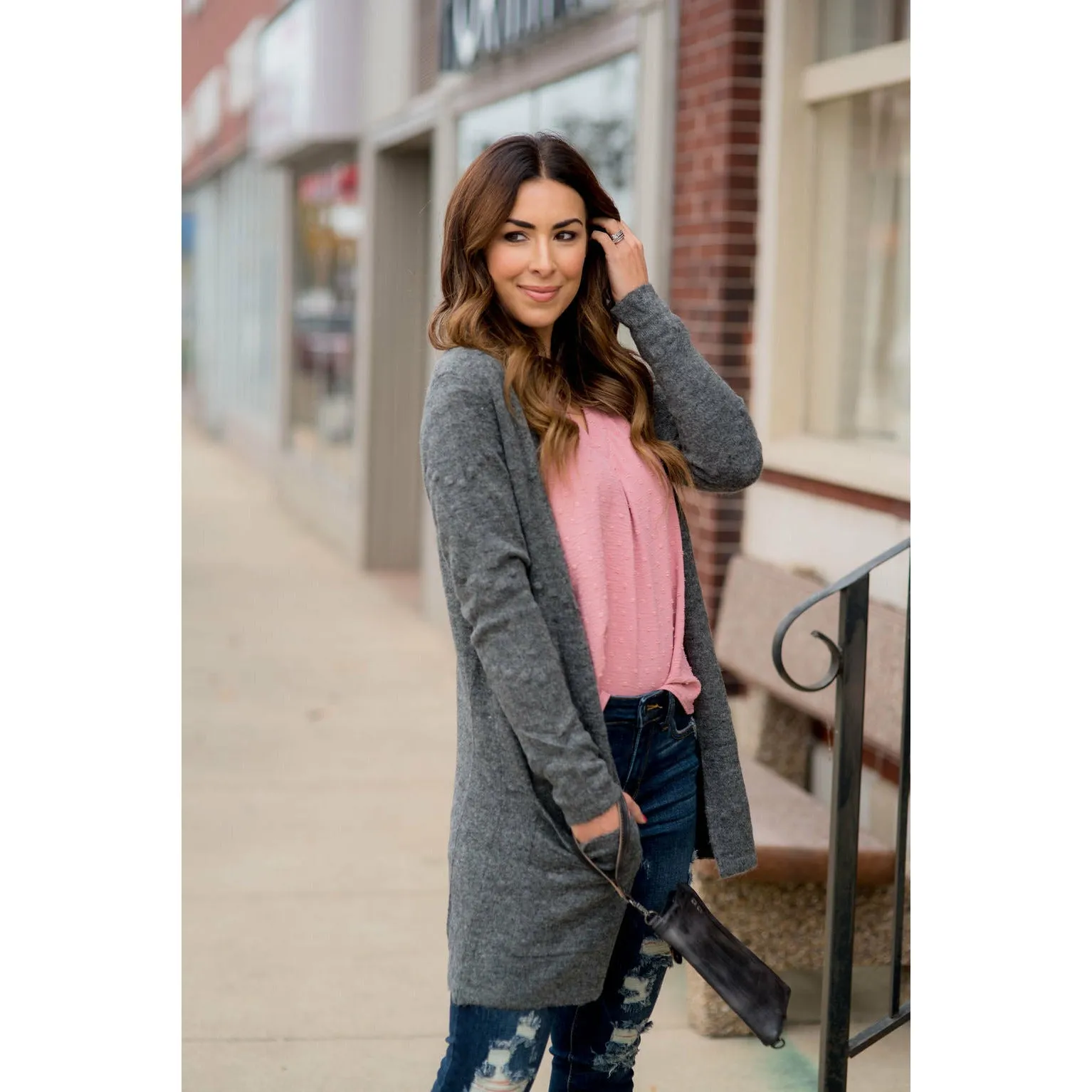 Solid Dot Accent Cardigan