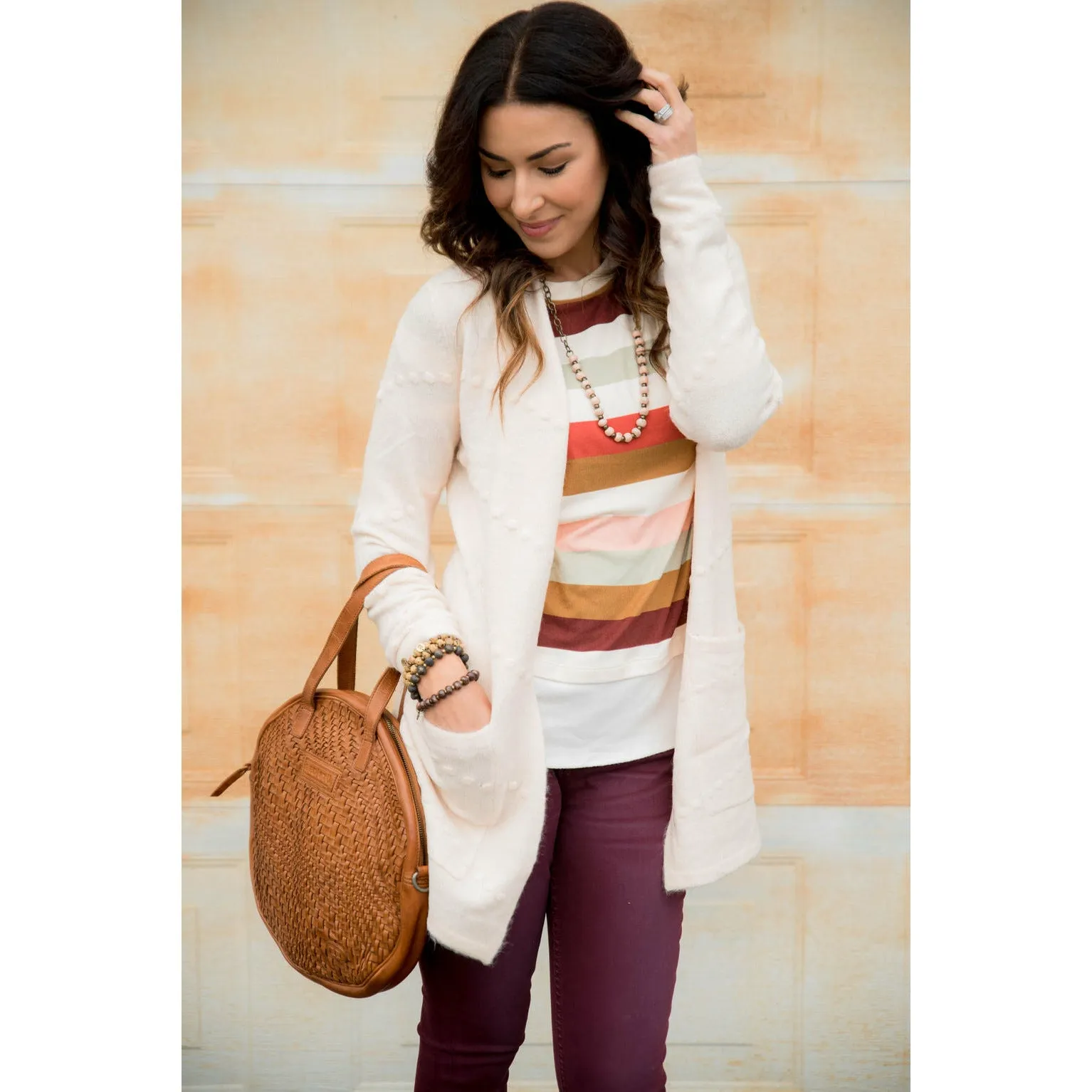 Solid Dot Accent Cardigan