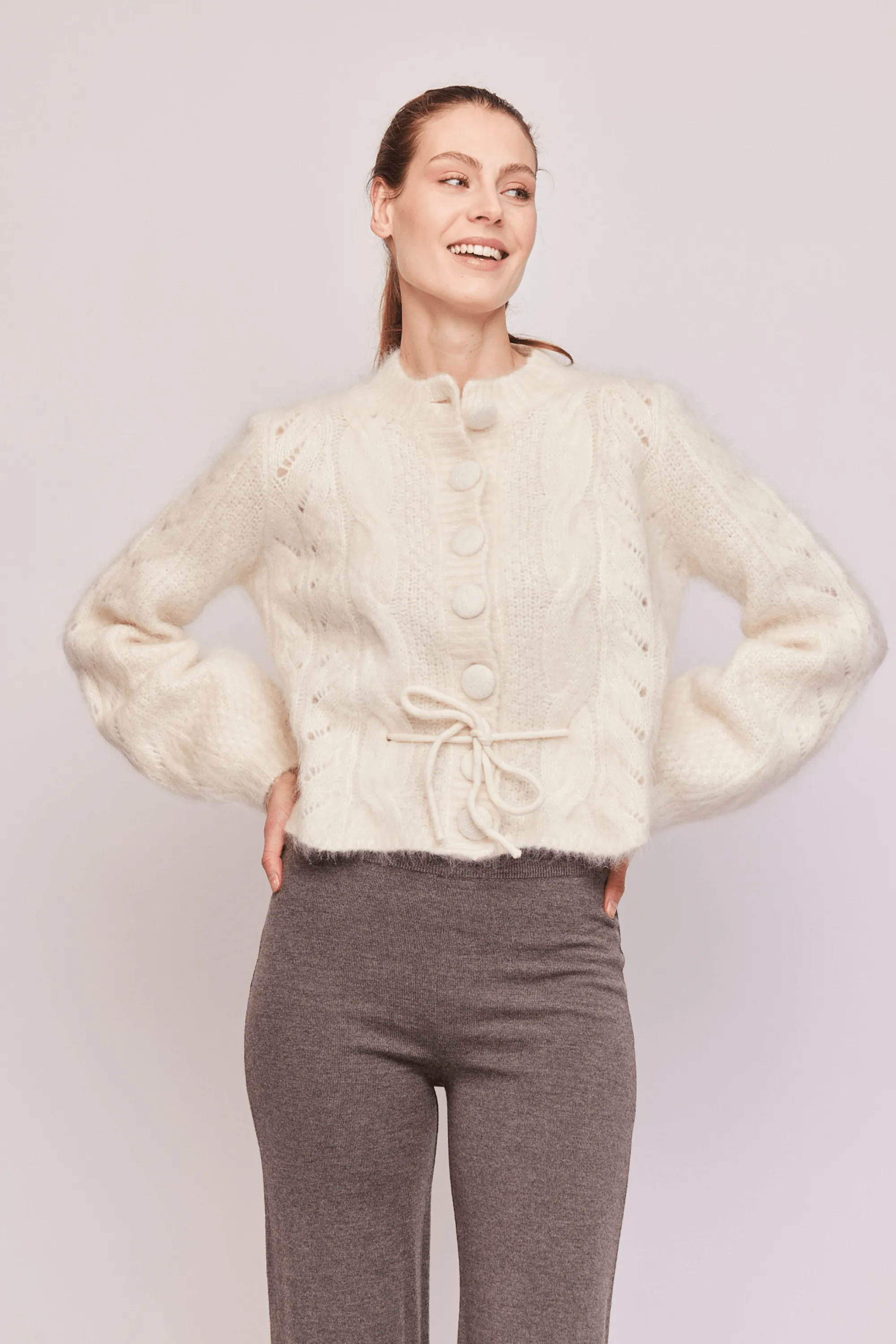 Sophia chunky cardigan White