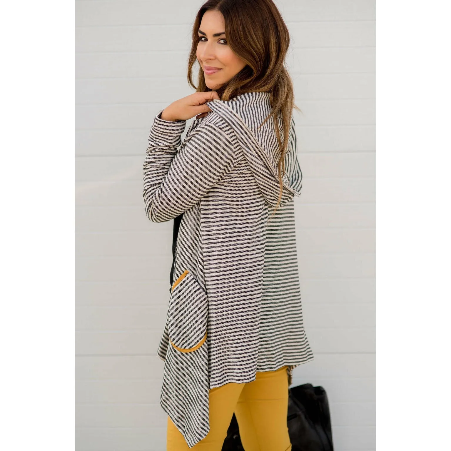 Striped Waterfall Cardigan