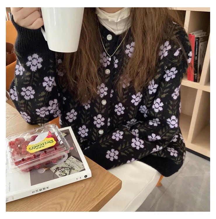 Sweet Floral Button Up Knit Cardigan Sweater - Elevate Your Casual Chic Style! 🌸🧥