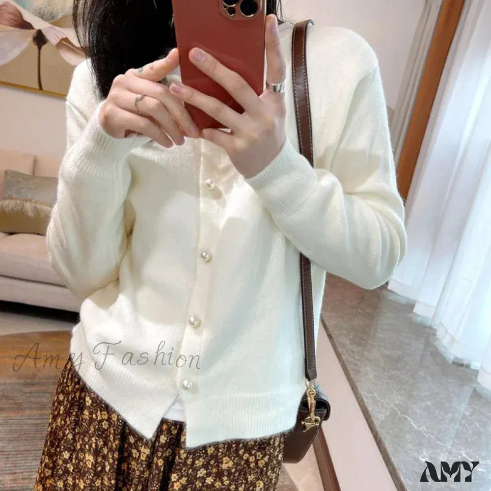 Sweet Pink Knitted O-Neck Long Sleeve Button Up Solid Color Cozy Chic Stylish Cardigan