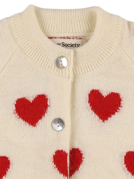 The New Society   Printed wool blend knit cardigan 