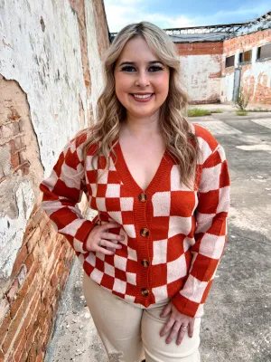 The Ophelia Orange Checkered Cardigan