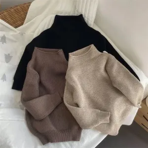 Turtleneck Rib Solid Pullover