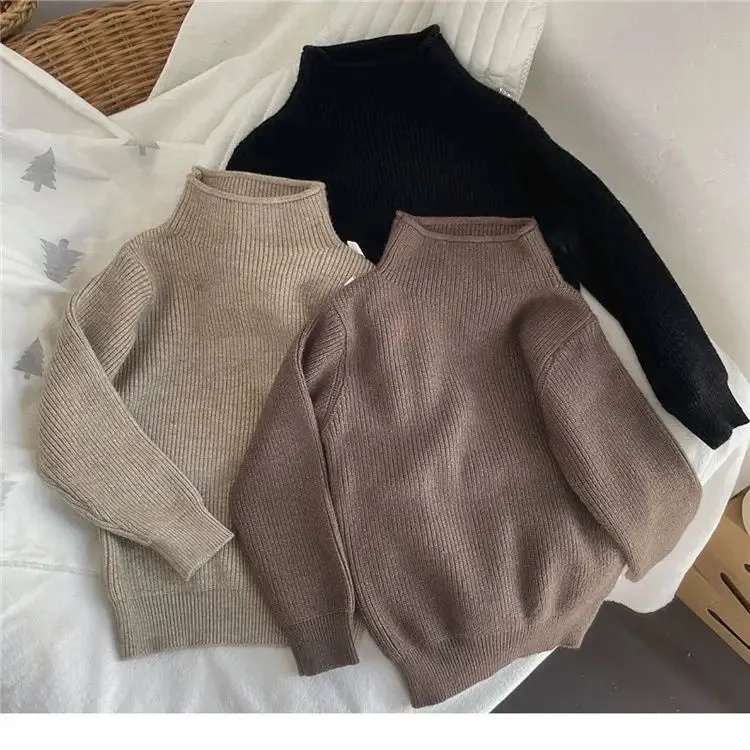 Turtleneck Rib Solid Pullover
