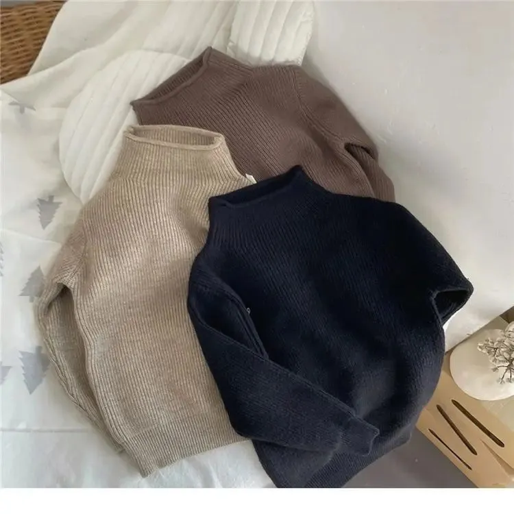 Turtleneck Rib Solid Pullover