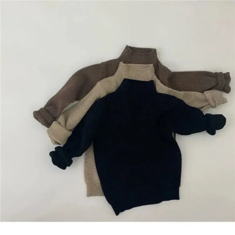 Turtleneck Rib Solid Pullover