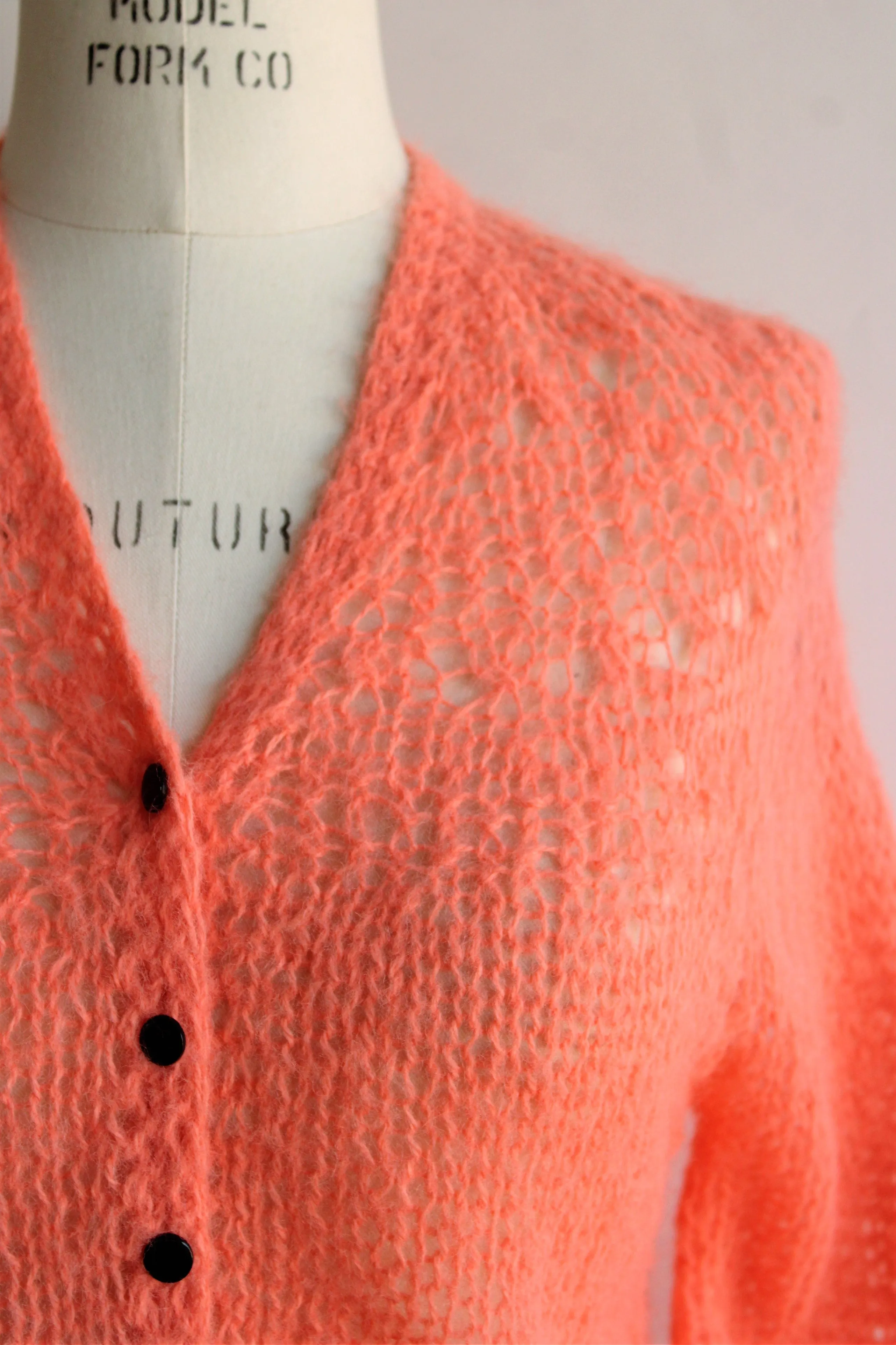Vintage 1960s 1970s Orange Cardigan
