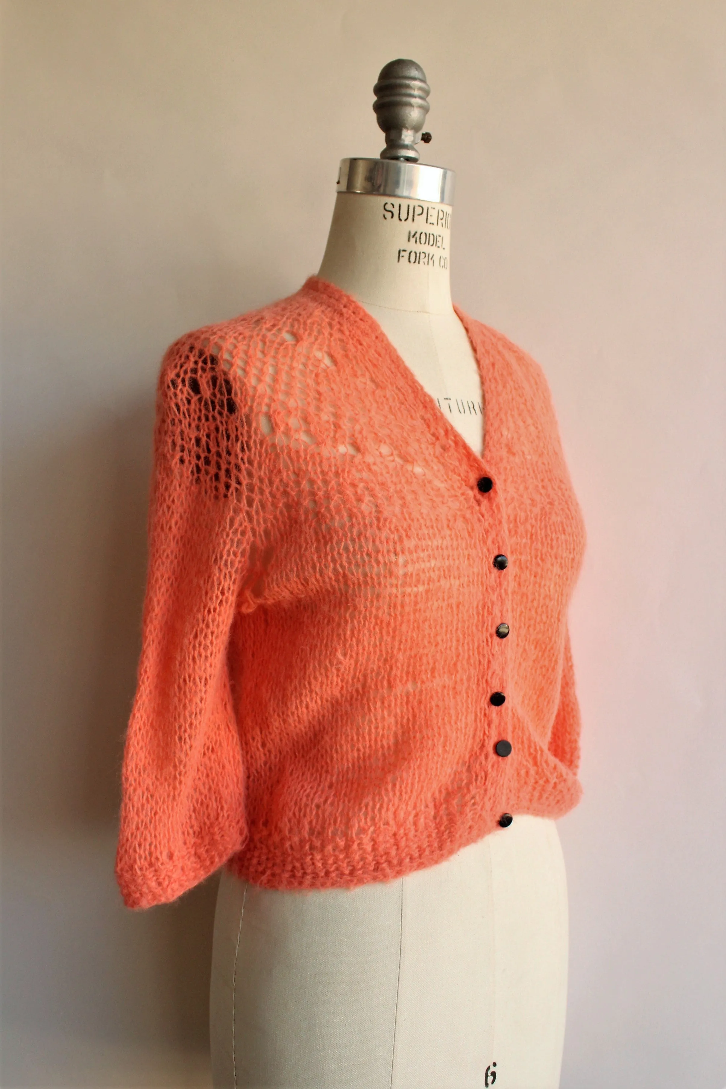 Vintage 1960s 1970s Orange Cardigan